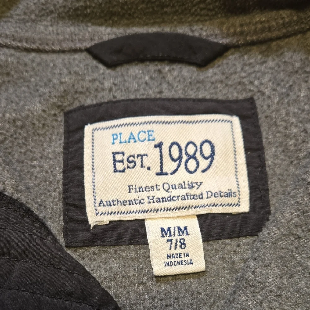 Place Est 1989 Boys Medium (7/8) Gray‎ Black Full Zip Pocket Fleece Jacket